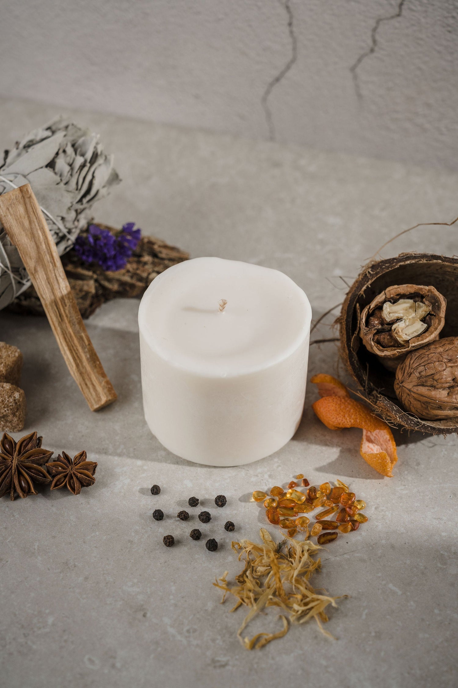 Sustainable candle refills for concrete jars by Satori Aromas - eco-friendly wax refills